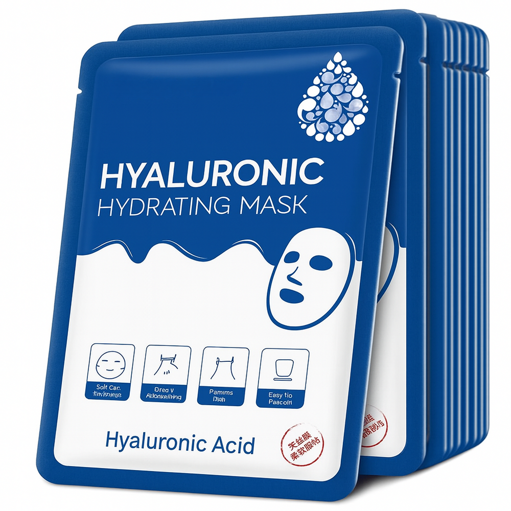 10pcs Hyaluronic Acid Facial Mask – Hydrating & Pore Refining Skincare
