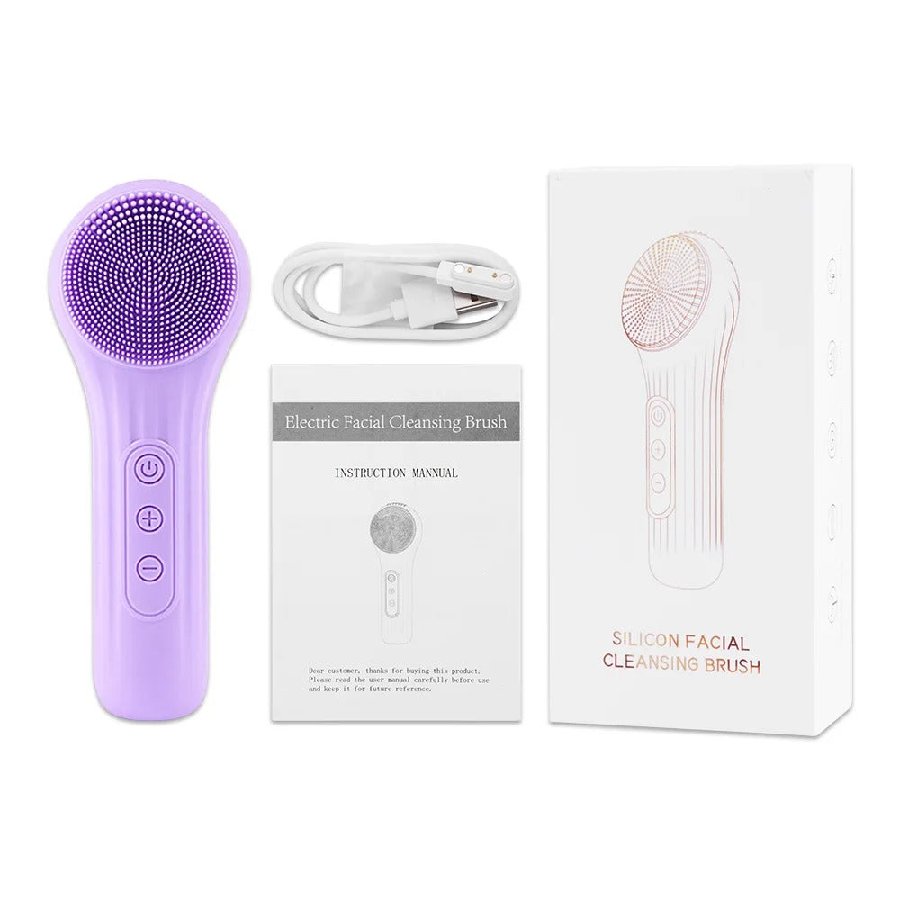 Sonic Silicone Facial Brush with Vibration and Massage Roller