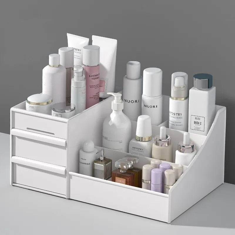 Makeup Storage Drawer Box – Plastic Organizer Shelf for Cosmetics & Skincare on Desktop or Dressing Table