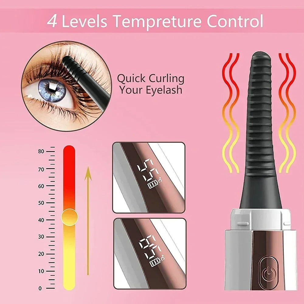 Electric Eyelash Curler with Heat Control and Brush Comb