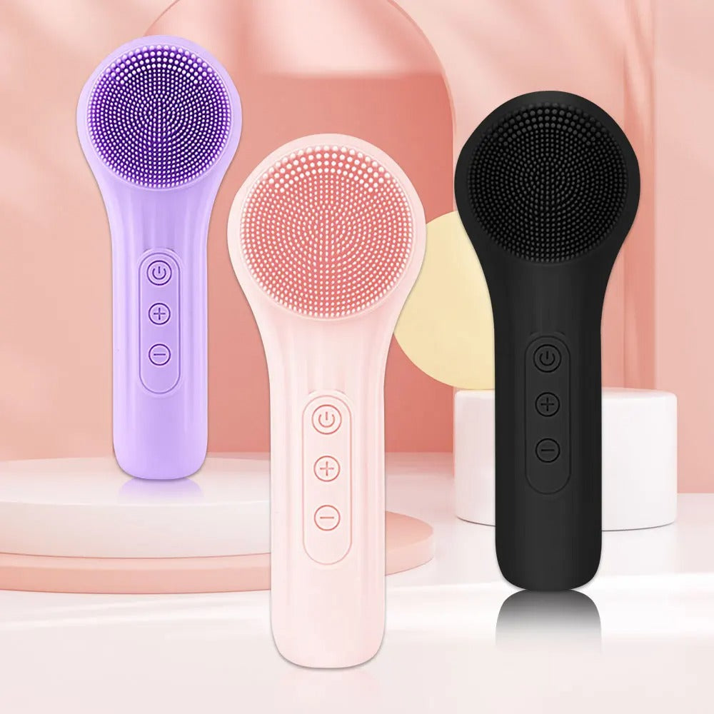 Sonic Silicone Facial Brush with Vibration and Massage Roller