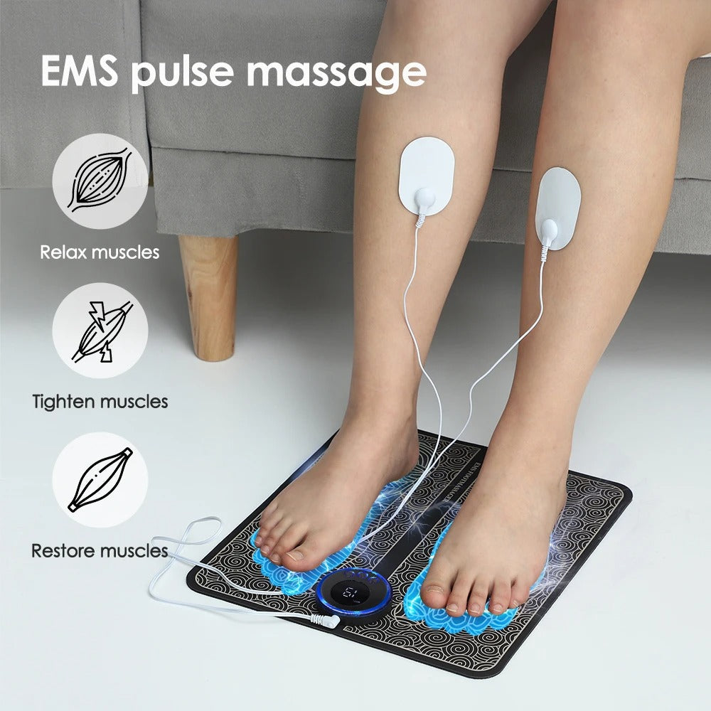 Foot Massager Pad – Microcurrent Pulse Therapy for Leg Slimming, Muscle Relief & Detox Foot Spa