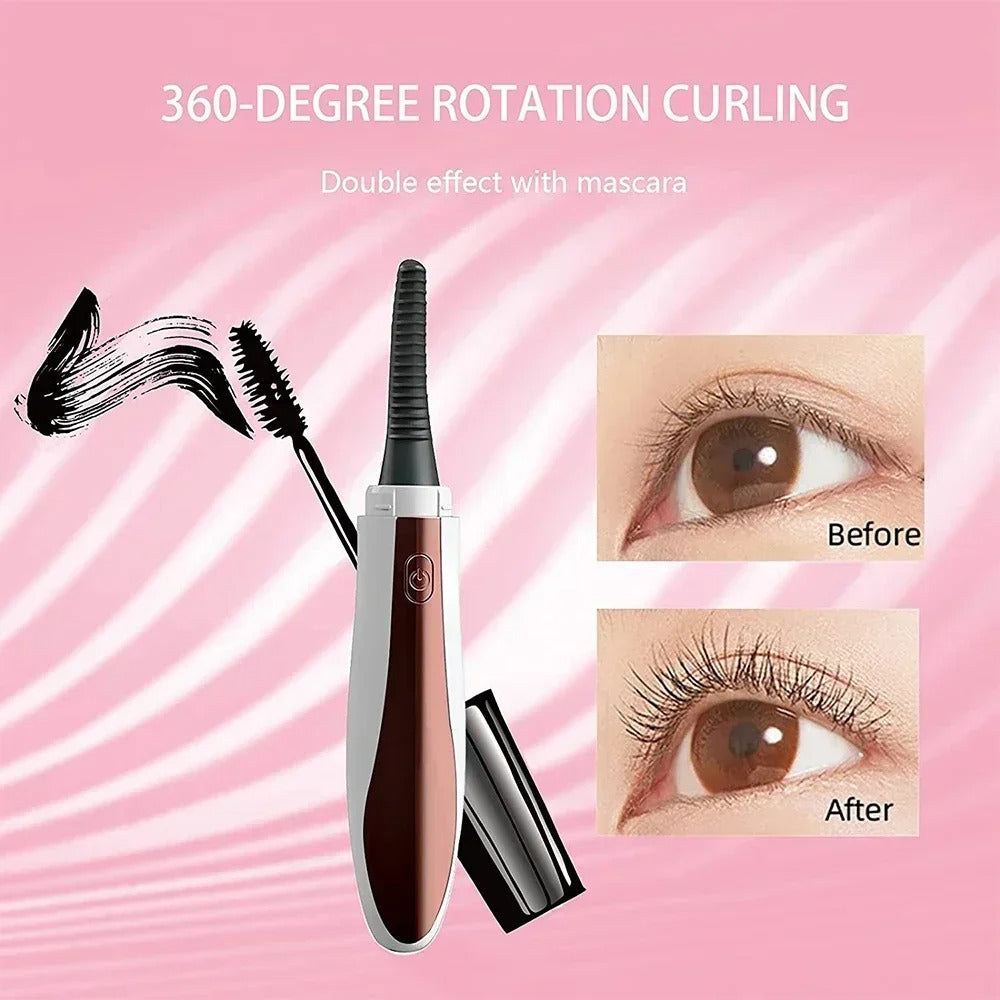 Electric Eyelash Curler with Heat Control and Brush Comb