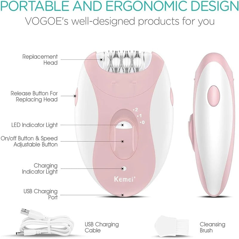 Rechargeable Women’s Electric Epilator – Facial & Body Hair Remover