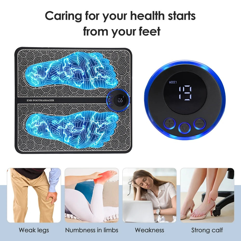 Foot Massager Pad – Microcurrent Pulse Therapy for Leg Slimming, Muscle Relief & Detox Foot Spa