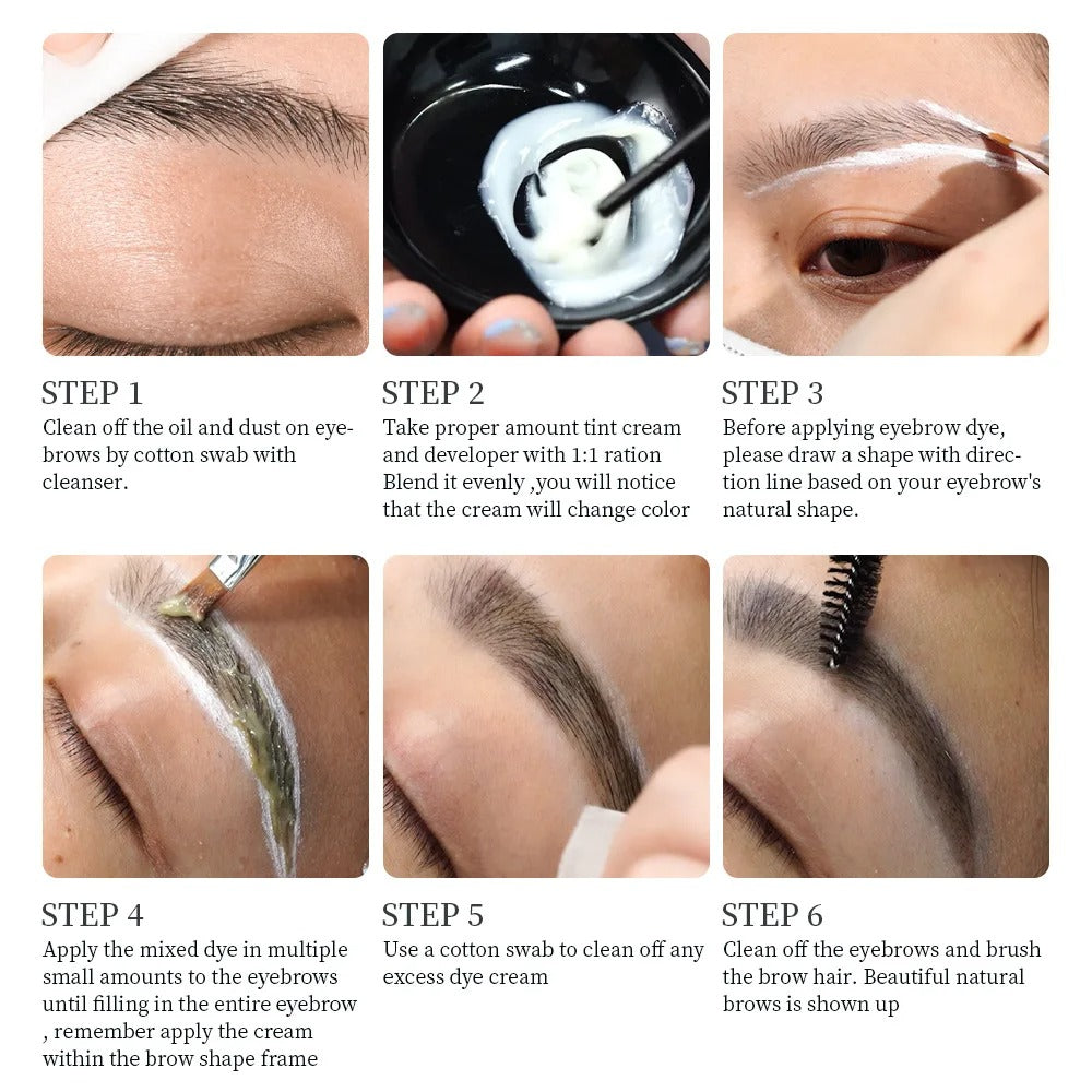 Eyelash Eyebrow Tint Kit Waterproof Long-Lasting Henna Dye Set