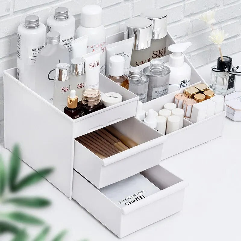 Makeup Storage Drawer Box – Plastic Organizer Shelf for Cosmetics & Skincare on Desktop or Dressing Table
