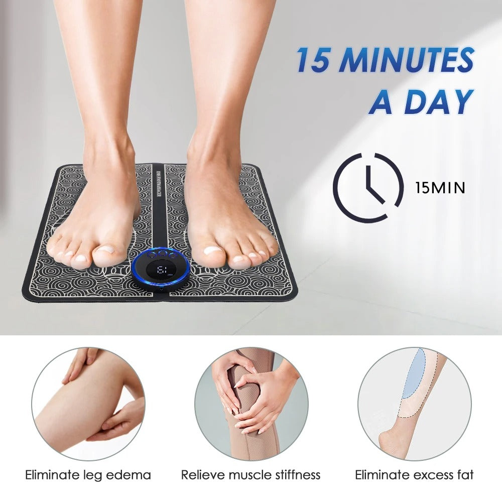 Foot Massager Pad – Microcurrent Pulse Therapy for Leg Slimming, Muscle Relief & Detox Foot Spa