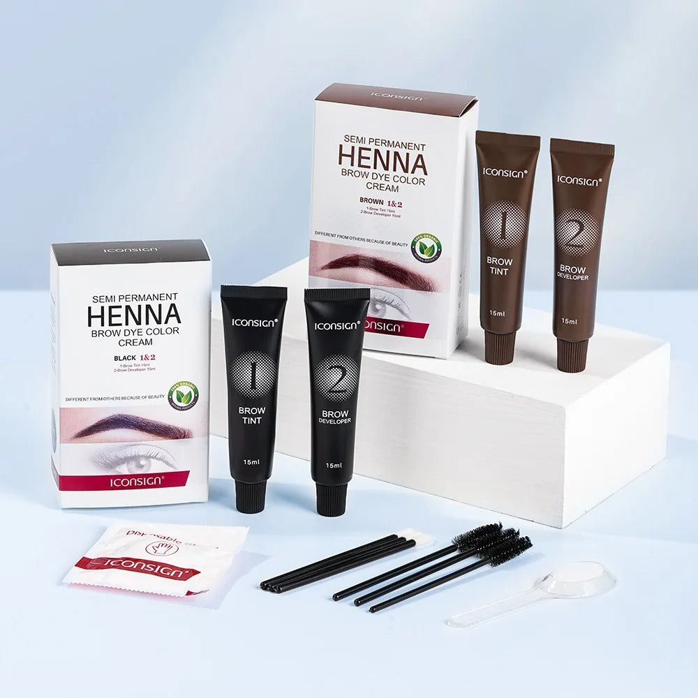 Eyelash Eyebrow Tint Kit Waterproof Long-Lasting Henna Dye Set