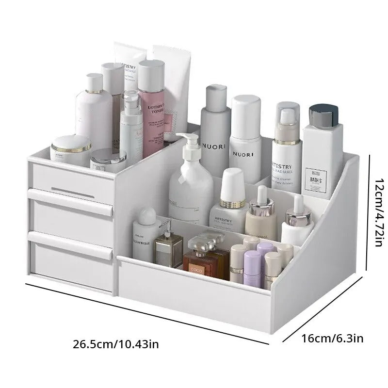 Makeup Storage Drawer Box – Plastic Organizer Shelf for Cosmetics & Skincare on Desktop or Dressing Table