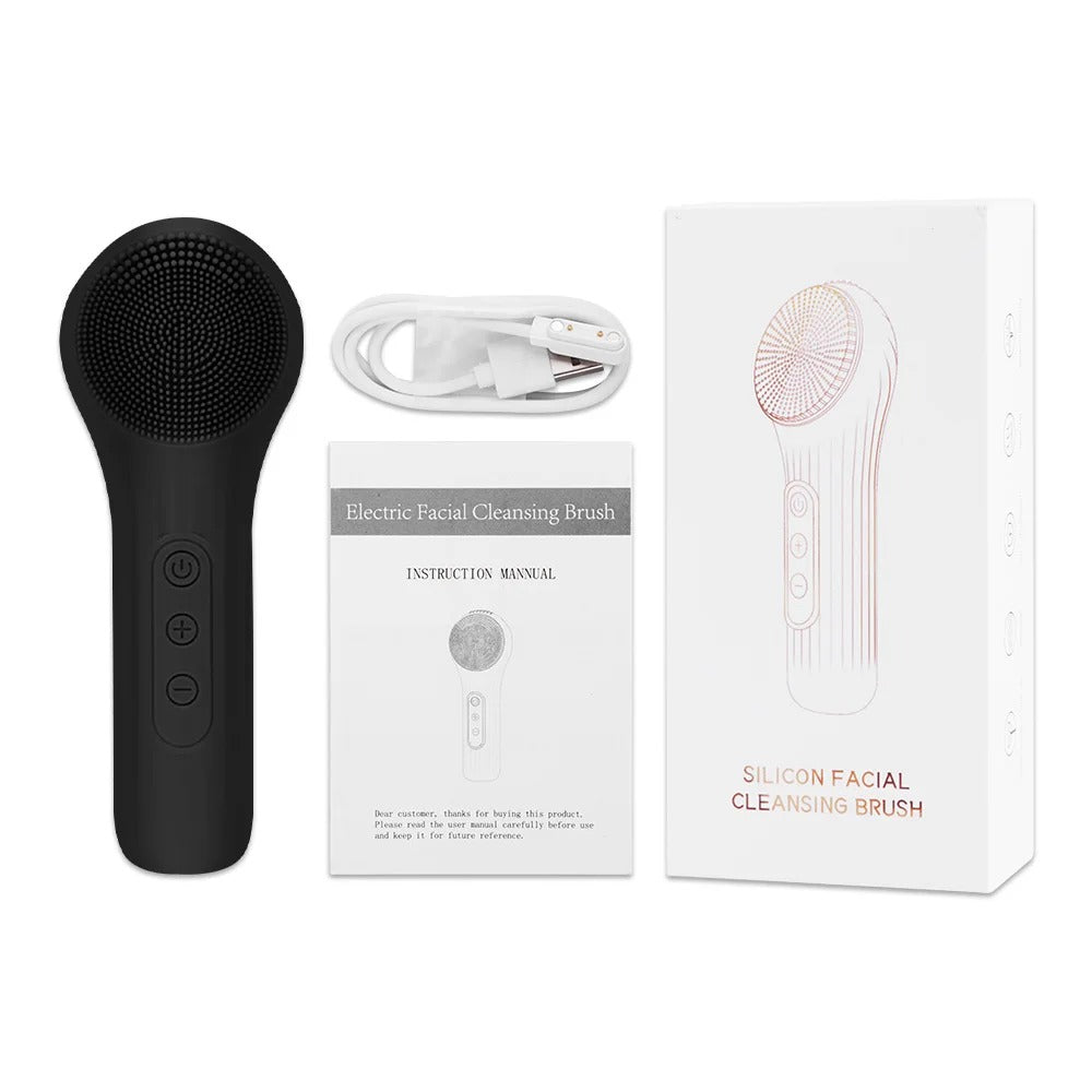 Sonic Silicone Facial Brush with Vibration and Massage Roller