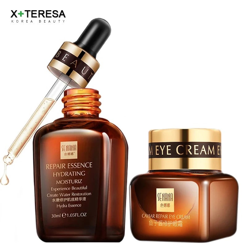 Moisturizing Face Serum & Caviar Eye Cream – Brightening & Firming