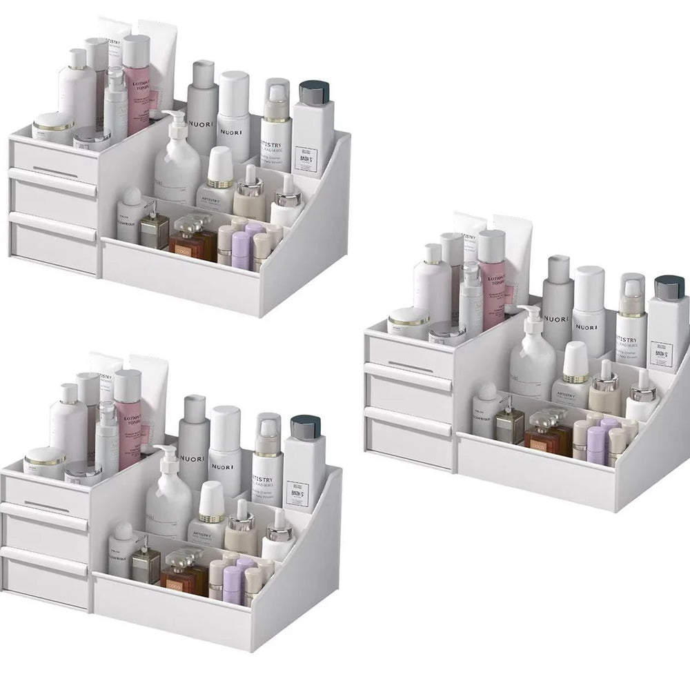 Makeup Storage Drawer Box – Plastic Organizer Shelf for Cosmetics & Skincare on Desktop or Dressing Table