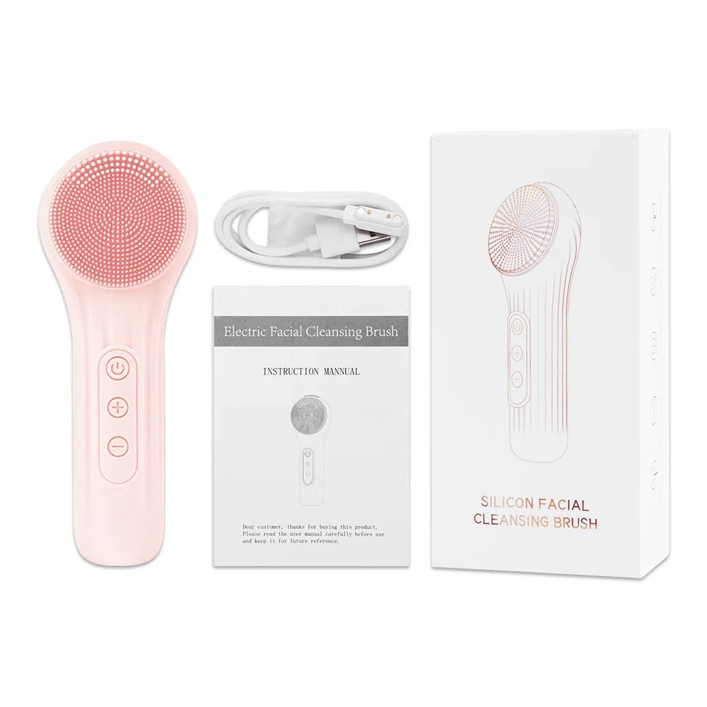 Sonic Silicone Facial Brush with Vibration and Massage Roller