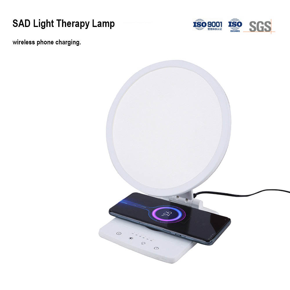 LED-Happy Light 2.0,Multifunctional SAD Light Therapy Lamp with Wireless Charging,10000Lux Sunlight Lamp for Mood Relief