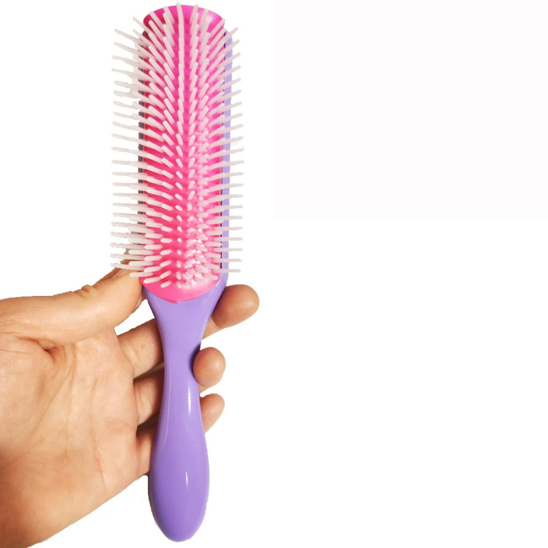 CurlEase - 9-Row Detangling Brush for Straight & Curly Hair