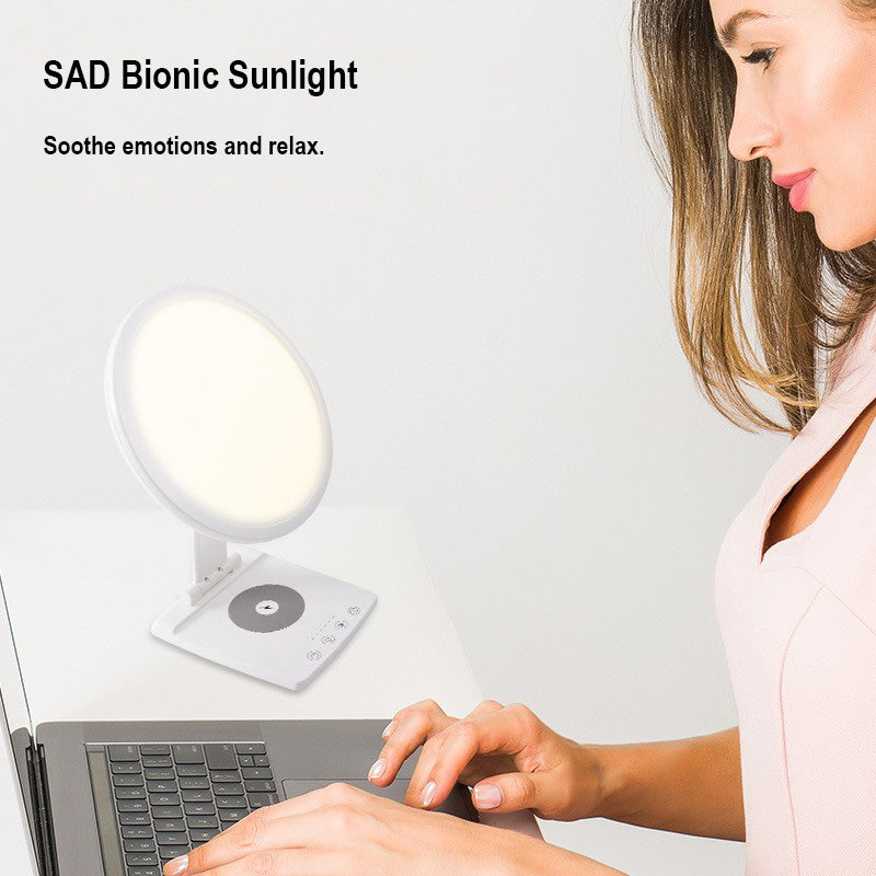 LED-Happy Light 2.0,Multifunctional SAD Light Therapy Lamp with Wireless Charging,10000Lux Sunlight Lamp for Mood Relief