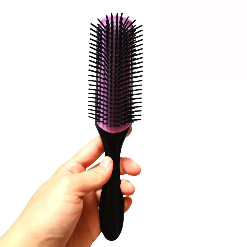 CurlEase - 9-Row Detangling Brush for Straight & Curly Hair