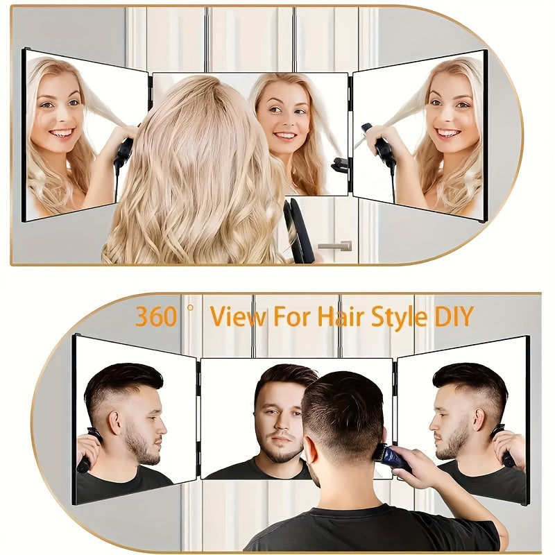 GlamAura - Rotating 3-Sided Mirror for Styling