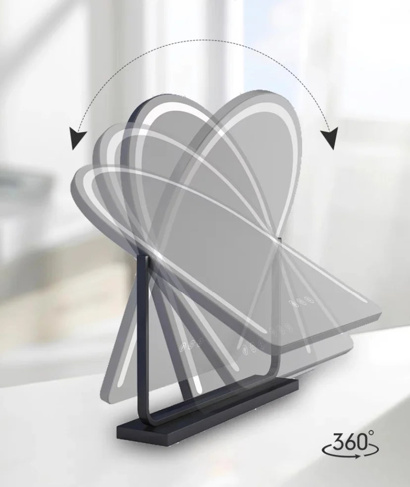 Large Arched Vanity Mirror with LED Strip, 360 Rotation, 3 Light Mode Touch, Dimmable Brightness, Plug in to use