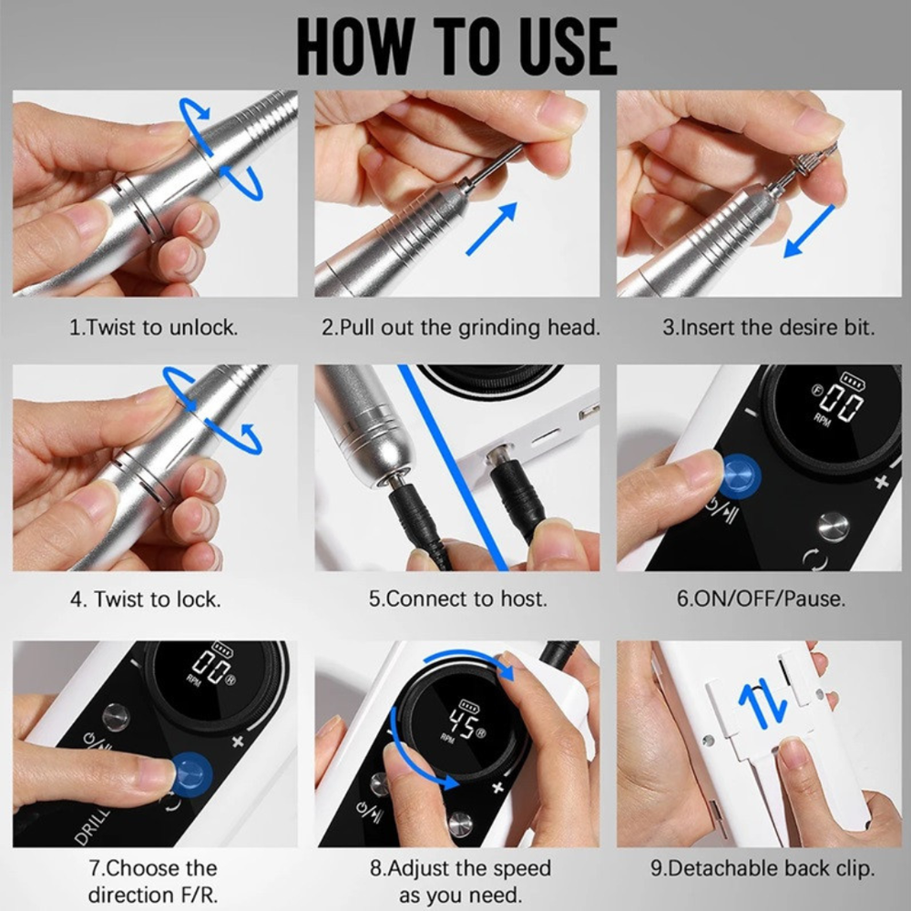 Electric Nail Drill for Acrylic Removal & Gel Manicure at Home