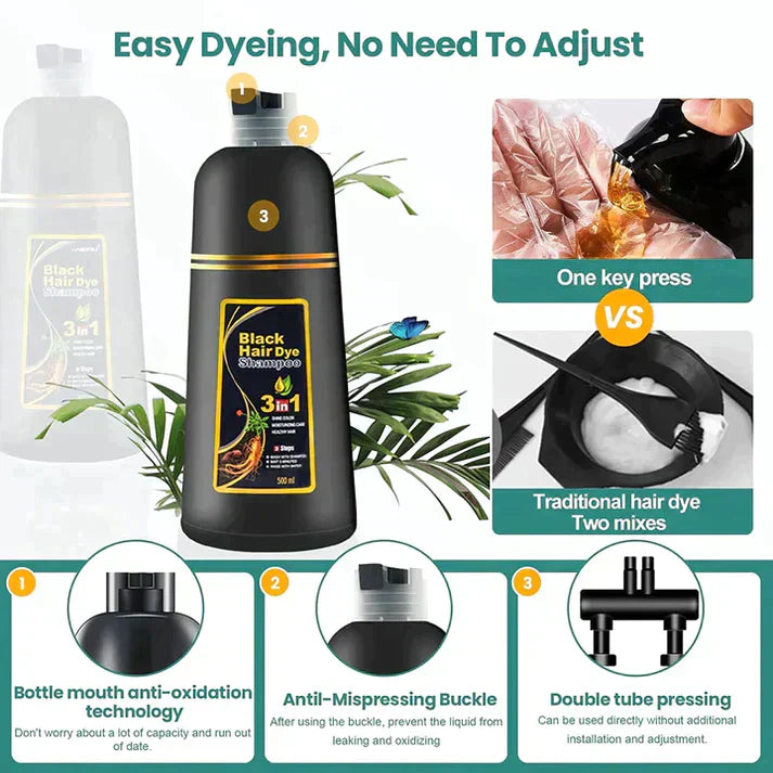 AurumShade | Herbal Nourishing Black Hair Dye Shampoo for Healthy Hair