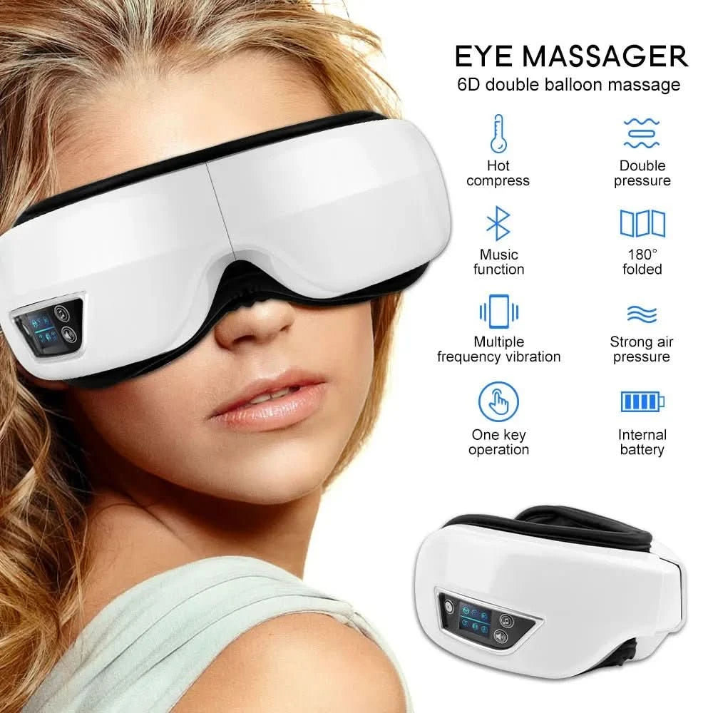 AeroGlow 6D Eye Massager | Air and Heat Therapy with Bluetooth Relaxation Mode
