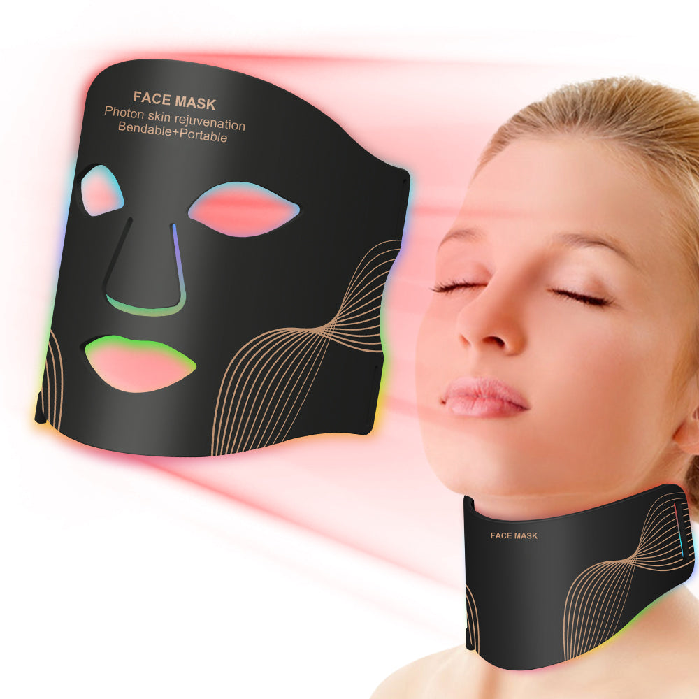 7-Color LED Light Therapy Silicone Mask for Face and Neck , 103 LED Beads,309 Chips