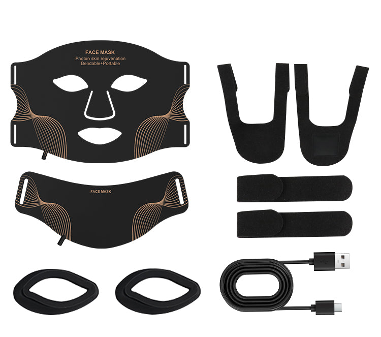 7-Color LED Light Therapy Silicone Mask for Face and Neck , 103 LED Beads,309 Chips