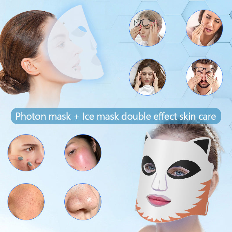 Revolutionize Your Skincare Routine:The Ultimate 4-Color LED Light Therapy & Ice Cooling Silicone Mask, 276 LED Beads