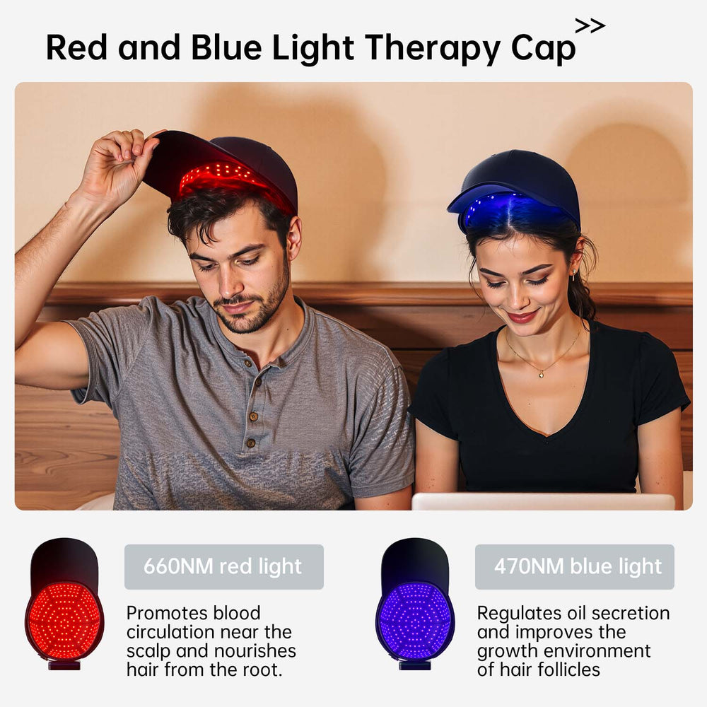 258 LED Red and Blue Light Therapy Cap,Hair Regrowth Device for Men and Women,Wireless Design