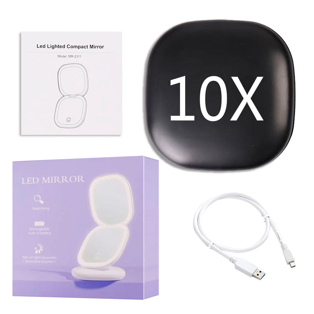 Luminara | Elegant Compact LED Makeup Mirror with Dual Magnification