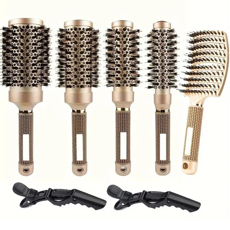 BlowOut Pro - Ionic Boar Bristle Round Hairbrush Set for Salon-Quality Styling