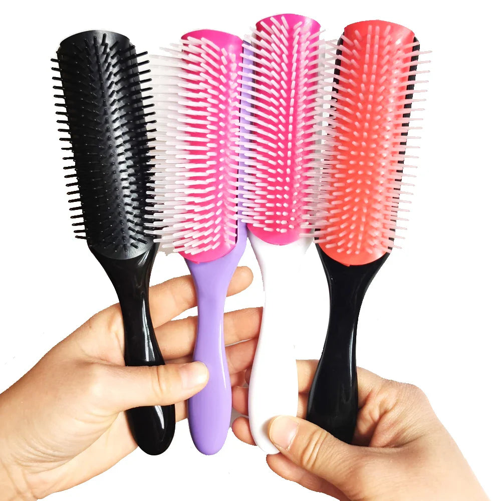 CurlEase - 9-Row Detangling Brush for Straight & Curly Hair