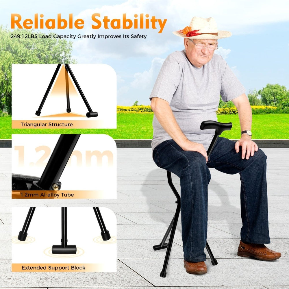 SeatWalk | Folding Walking Stick with Built-In Seat for Comfort and Portability