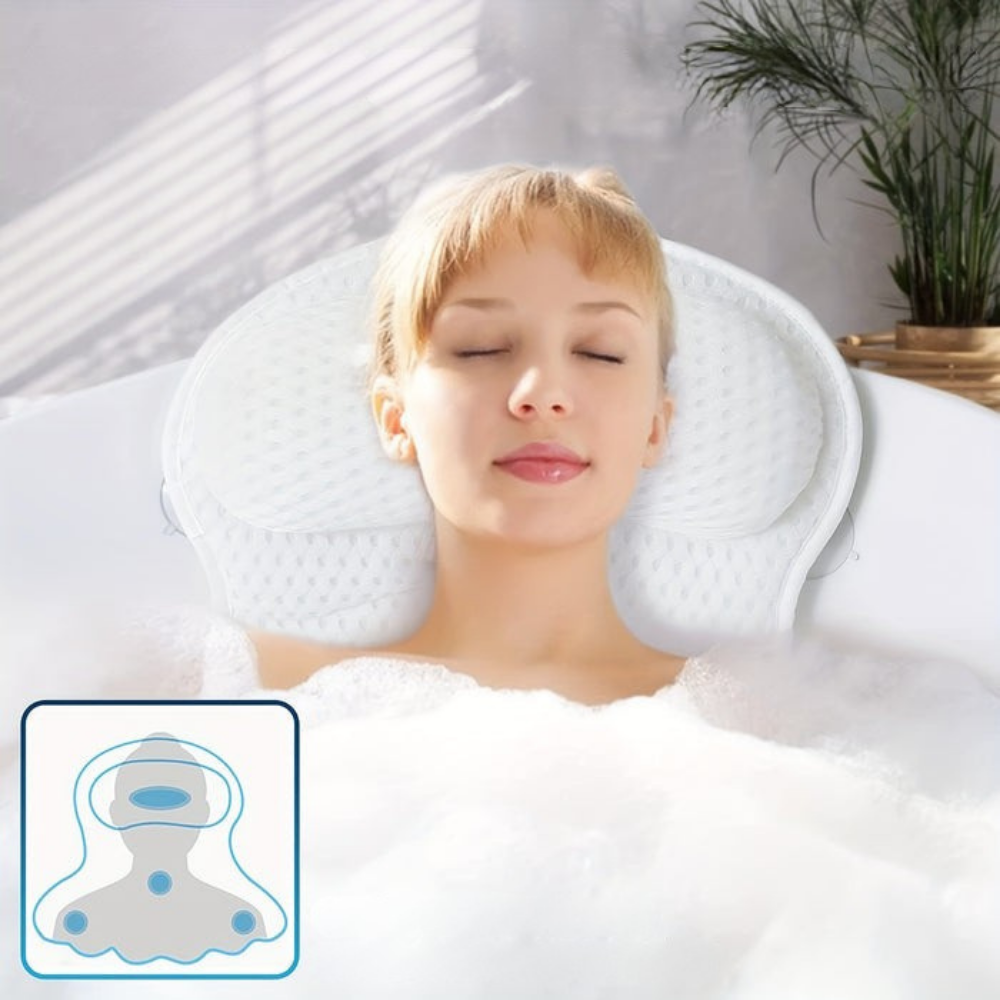 LuxeRest | Soft Mesh Spa Bath Pillow for Neck & Back Relaxation