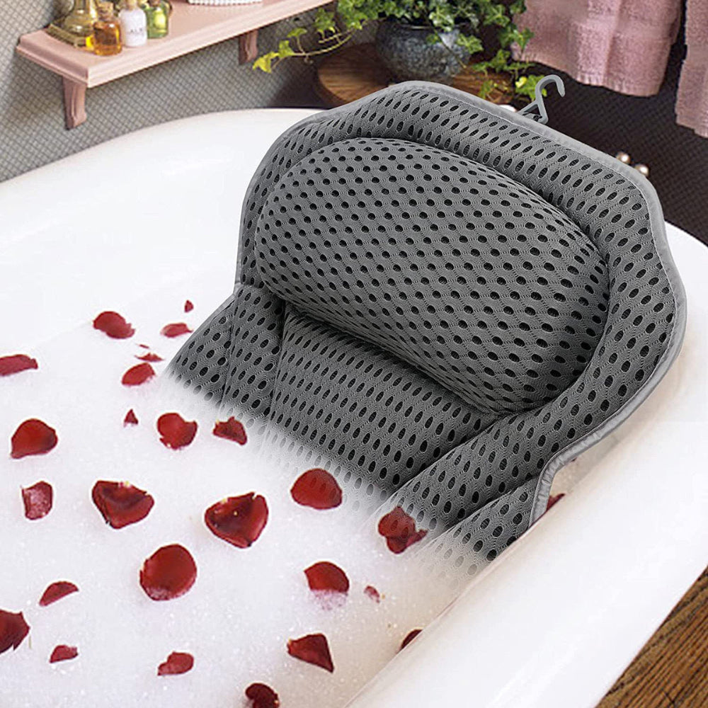 LuxeRest | Soft Mesh Spa Bath Pillow for Neck & Back Relaxation