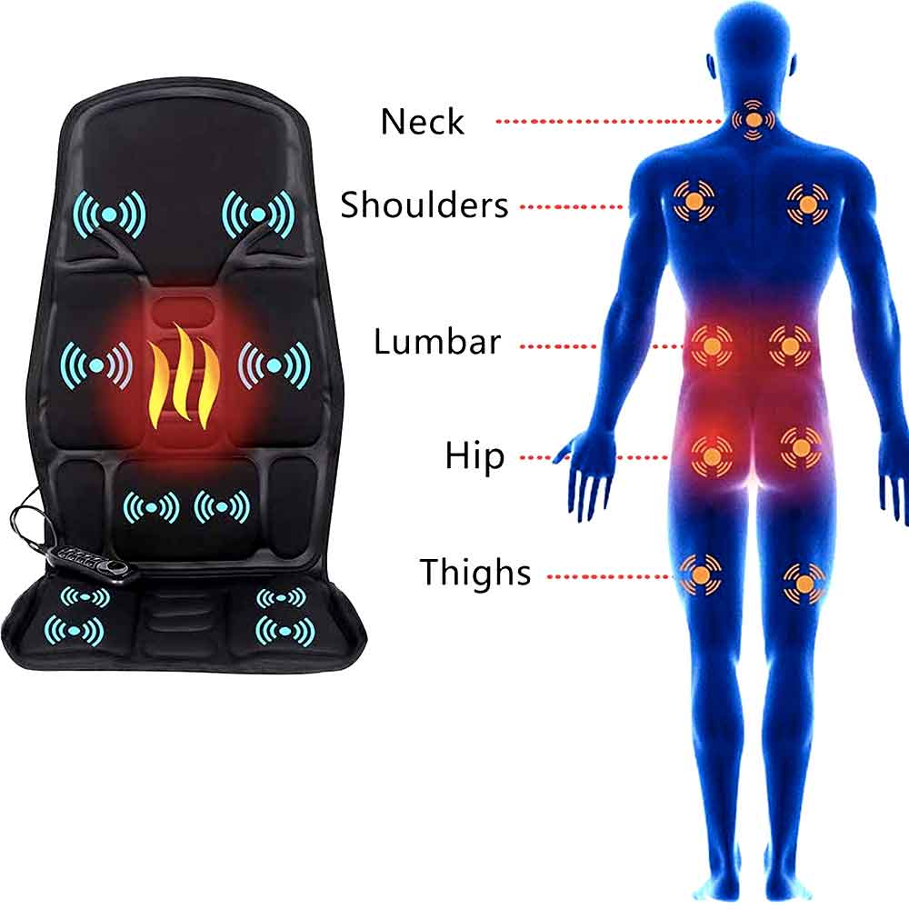 RelaxMate | Heated Massage Cushion Pad for Back & Neck Support at Home or Car