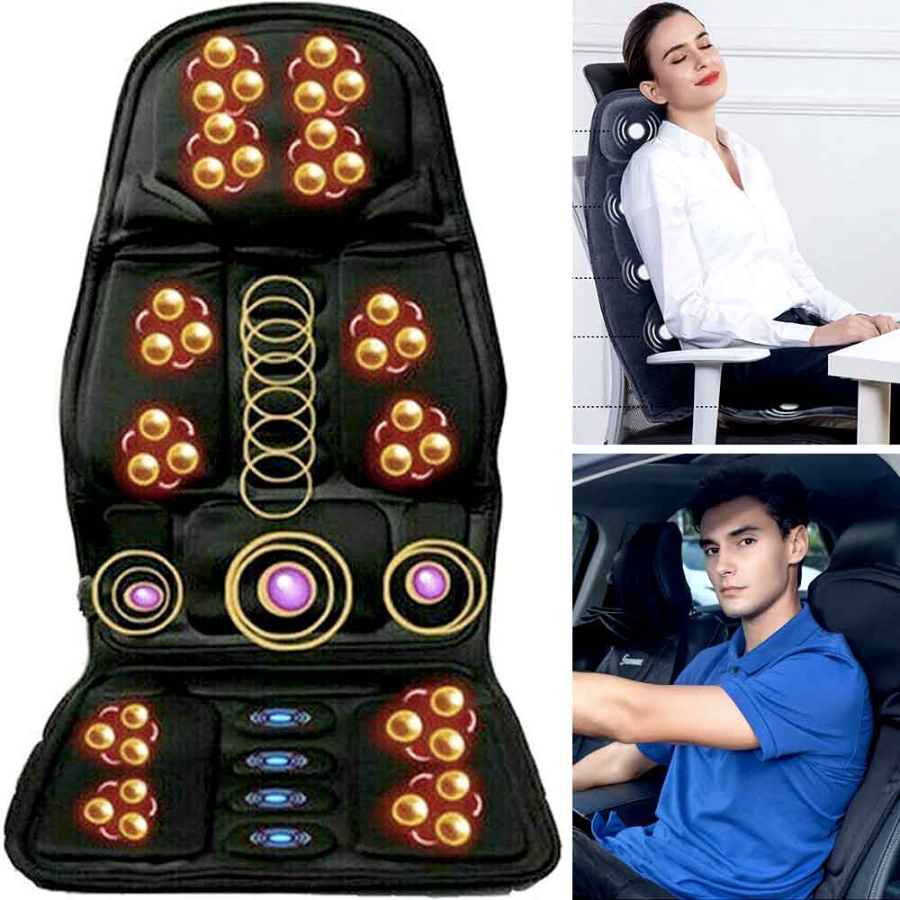 RelaxMate | Heated Massage Cushion Pad for Back & Neck Support at Home or Car
