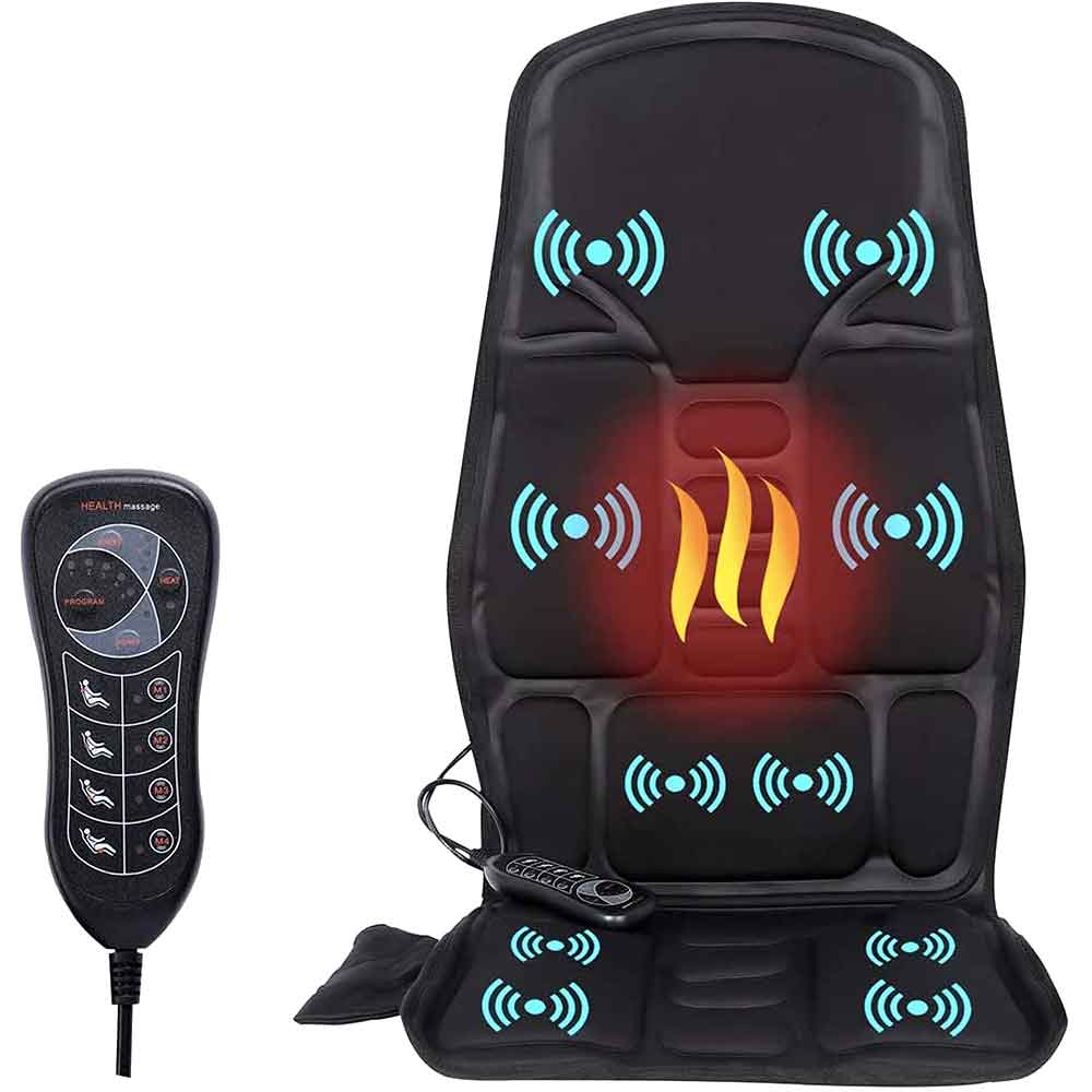 RelaxMate | Heated Massage Cushion Pad for Back & Neck Support at Home or Car