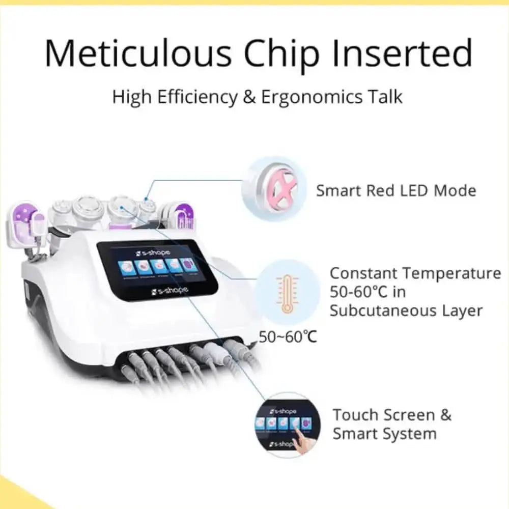 30K 6 In 1 S Shape Cavitation Machine With Lipo Laser 5mw