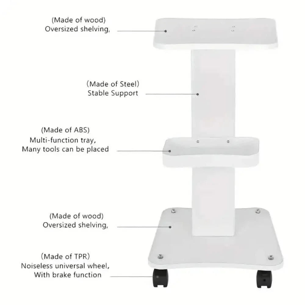 Professional White Beauty Salon Trolley On Wheels