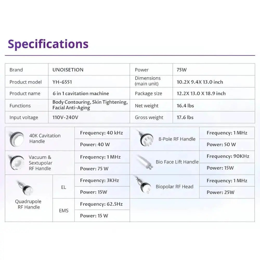 6 In 1 Advanced Ultrasonic Fat Cavitation Machine
