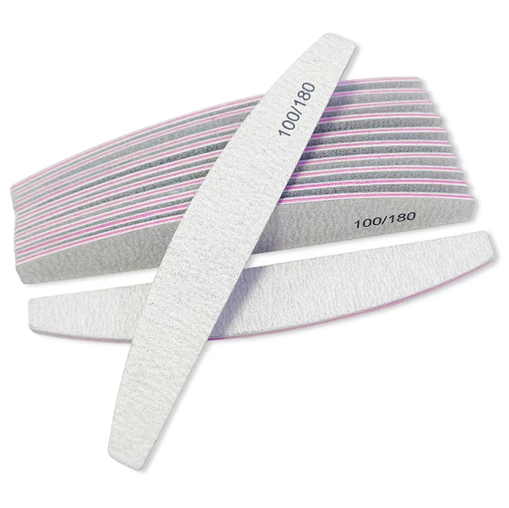 100/180 Grit Half Moon Nail File – Double-Sided Manicure Buffer