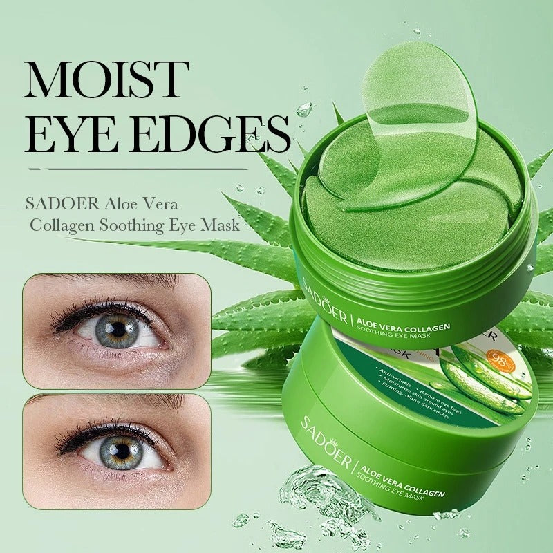 Aloe Vera Collagen Eye Mask – Hydrating & Brightening Eye Gel Patches (60pcs)