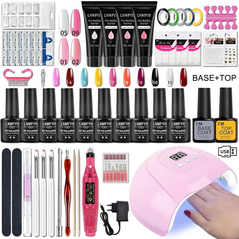 All-in-One Gel Nail Polish Kit with UV Lamp & Electric Nail Drill