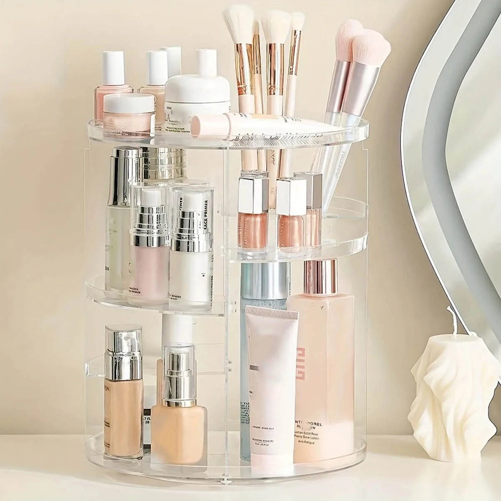 360° Rotating Makeup Organizer Shelf for Bathroom Countertop