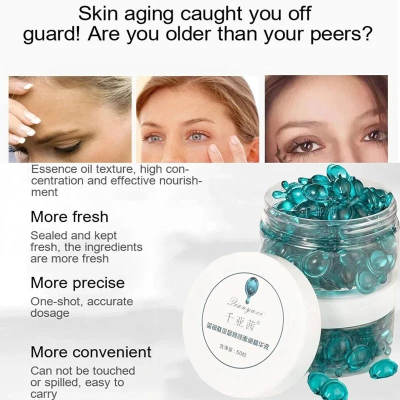 Blue Copper Peptide Face Serum Capsules – Firming, Moisturizing & Skin Rejuvenation (50pcs)
