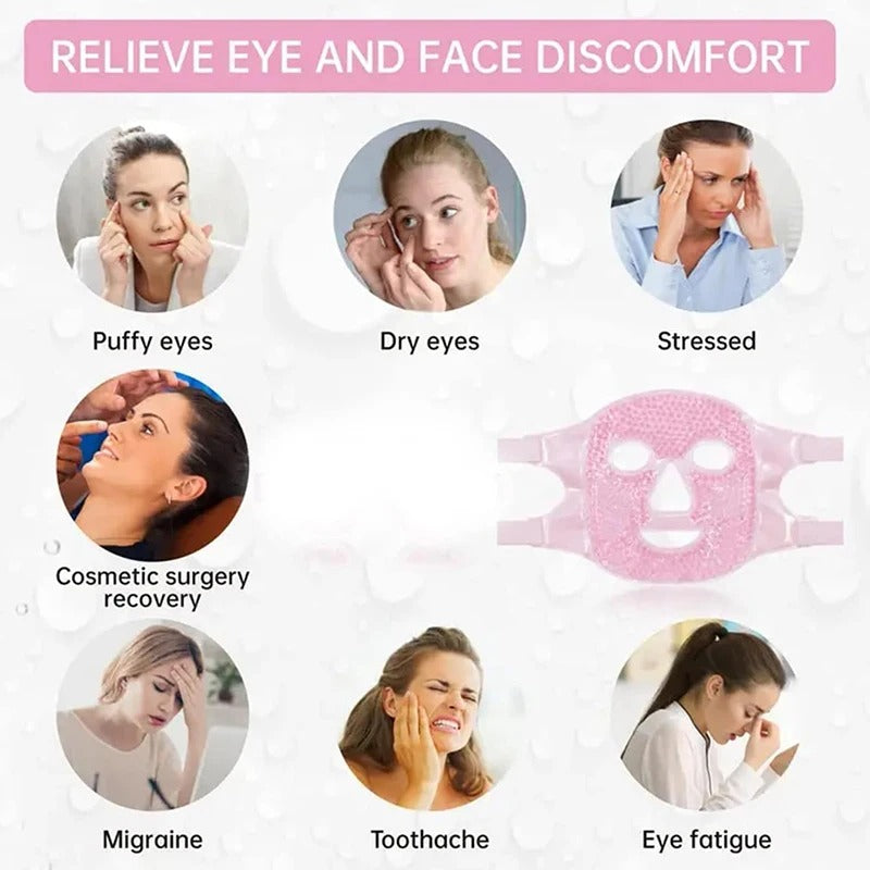 Reusable Full Face Ice Mask for Cold Therapy and Puffiness Relief