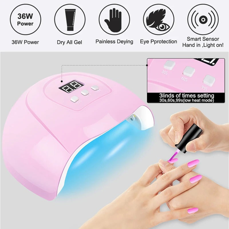 All-in-One Gel Nail Polish Kit with UV Lamp & Electric Nail Drill